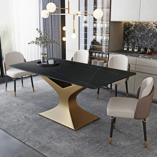 Dining Table with Sintered Stone Top & Carbon Steel Base Rectangle