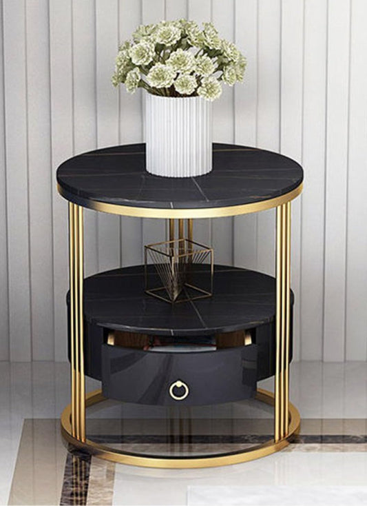 Look Coffee Table for Living Room and Bedroom with Storage Drawer Black Gold