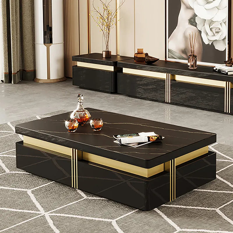 Modern In Black Marble On Top Centre Table