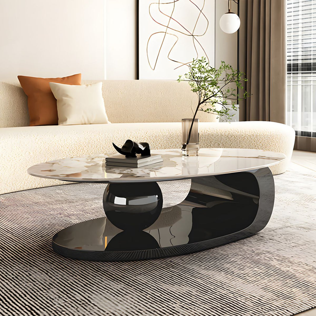 Sophisticated Oval Centre Table With Black Base