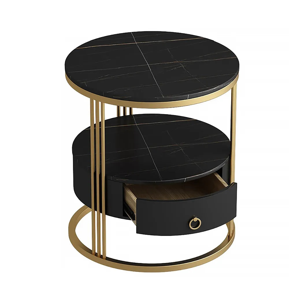 Look Coffee Table for Living Room and Bedroom with Storage Drawer Black Gold