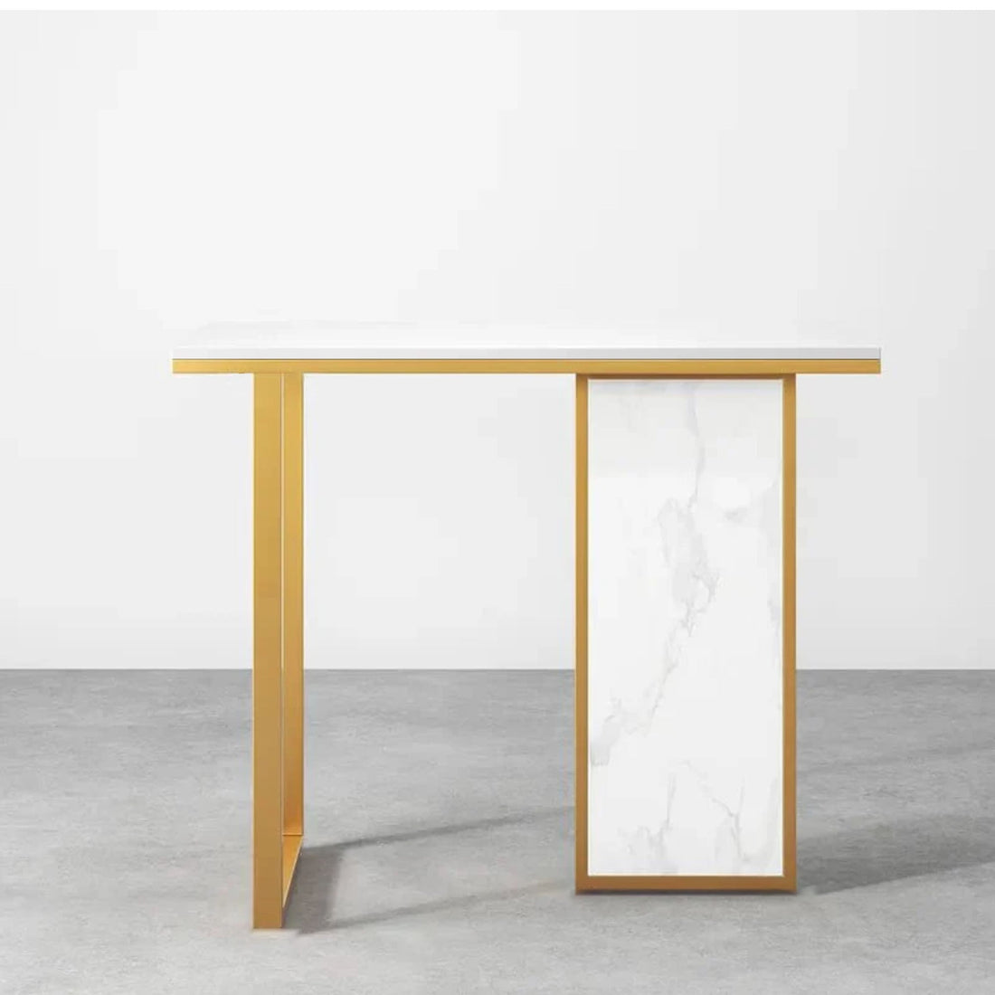 White Narrow Console Table Modern Rectangle with Wooden Top Entryway Table